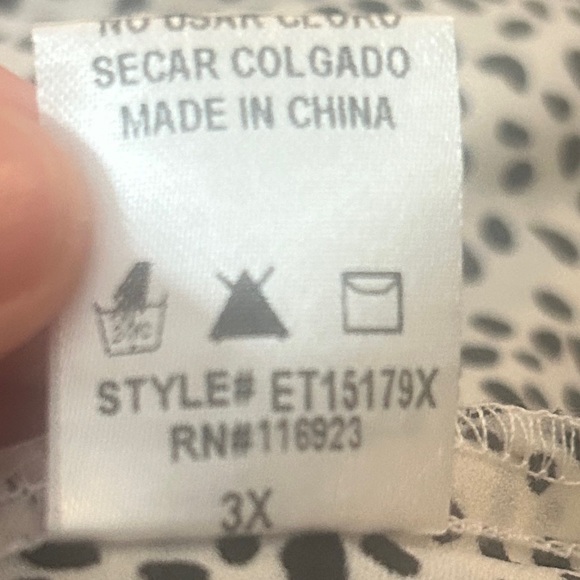 Easel 3X Oversized Button Down Shirt Abstract Dot Print Dolman Sleeve Tunic Top - Picture 9 of 10